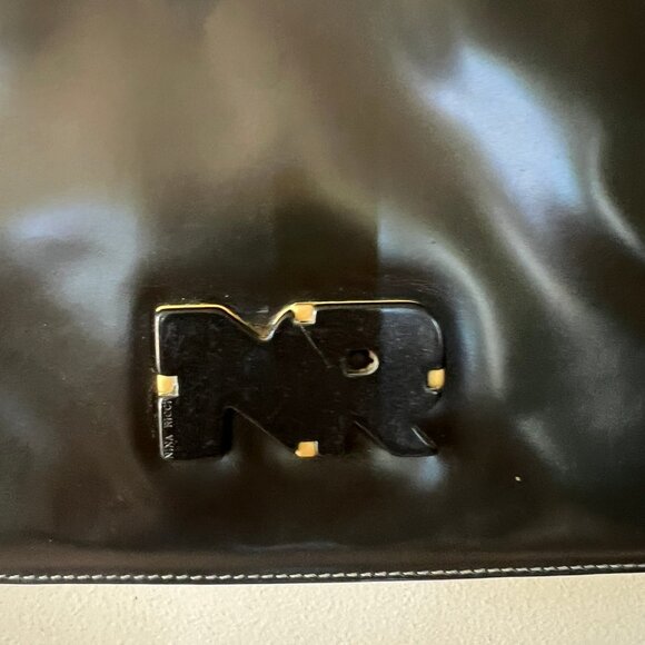 VINTAGE NINA RICCI BOX LEATHER SHOULDER BAG NR LOGO - Picture 2 of 5